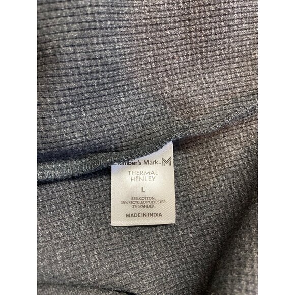 Membe’s Mark Henley Shirt L Black Thermal Waffle Long Sleeve Utility Outdoor - Picture 4 of 8